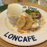 LONCAFE - 「チーズケーキフレンチトースト キャラメルバナナ」(￥1,180)