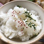 カフェアンドショップ ロータスランド - 2019/08/16
      モーニングＣセット 有機コーヒー 380円
      今週のおまかせセット 550円
      ・こんにゃく唐揚げの甘酢あん
      ・卵豆腐
      ・味噌きゅうり
      ・フレッシュサラダ
      ・スイカ