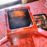 会席そば 草庵 - 年期の入った蕎麦湯入れ