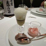 レフェルヴェソンス - 歳時記～左：茄子・牡丹海老・かぼす・オリーブオイル　右：イチジク・日本酒