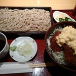 日本そば あけの蕎 - ソースヒレかつ丼セット（冷たい蕎麦）