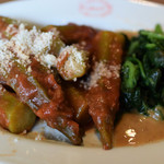 クッチーナ デル カンポ - オクラのトマト煮とほうれん草