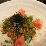 Monkichi - 茄子としし唐辛子の冷製うどん＼(^o^)／