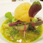 ソンブルイユ TOKYO - 日本海スズキのポアレ　ミネストローネ　夏野菜　ペンネ