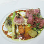 ソンブルイユ TOKYO - オーストラリア産短角牛のサーロインのグリエ　ハーブとミニョネットのソース　ボー・ド・プロヴァンス