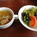 フルーツガーデン シン・サン - ランチのサラダ＆スープ