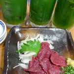 フナバシ屋 - 小松菜ハイボール、馬刺し