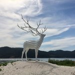 リボーンアート ダイニング - 名和晃平さんの《White Deer(Oshika)》