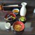 そば処 三な花 - ぢょーおんﾇ日本酒二合に、ご自由にお取りください漬物（胡瓜＆ミズの生姜浅漬け）、アテに出てきたｿｳﾞｧ揚げ、揚げなすおろし。