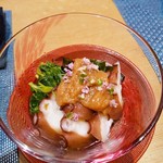 お料理 とみやま - 蛸と青菜　梅干しのタレで
