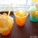 ひめゆり観光センター でいご - W(ダブル)マンゴー＆マンゴージュース＆おっパインかき氷