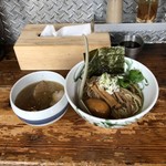 啜磨専科 - ザ・しおつけ麺 並（温かいスープ）（880円）＋味付玉子（100円）