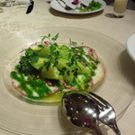 トラットリア イル シレーネ - タコのサラミジャガイモ添え　ジェノバソース