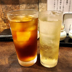 やきとり ふう ファースト - 梅酒のソーダ割と烏龍茶