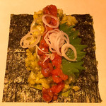 権八 NORI-TEMAKI - 納豆明太220円＋カリフラワーライス30円