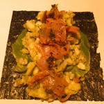 権八 NORI-TEMAKI - 生七味と煮あさり350円＋カリフラワーライス30円