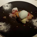 リストランテKubotsu - 桃のコンポート　ベルベンヌの香り　バニラのシブースト（2019.7）