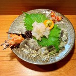 小魚料理 とみ助 -  天然車海老のお造りは貴重な逸品です。ほのかな甘みと食感が最高でした‼️(o^^o)
