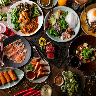 種類豊富な3時間飲み放題付 2名様 生春巻き ヤムウンセン 鶏もも肉の炙り焼きなどエスニック全8皿 Nouvelle Ethnique Atha ヌーヴェルエスニック アタ 恵比寿 タイ料理 食べログ