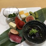 薩摩地鶏と季節の料理 季彩 - 割烹前菜の盛り合わせ