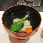 金太楼 - 鱈の白子と鶯菜のお吸いもの