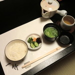 一竹 - [一竹コース]白ご飯、香の物、水菜のみそ汁