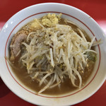 千里眼 - ラーメン 麺130g ヤサイ少な目・ニンニク・ショウガ・アブラちょっとのカラアゲ別皿で 750円