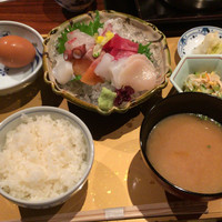 名古屋 魚しゃぶ 濱の季 - お造り膳。ごはん・味噌汁はお替り自由。