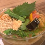 betonamubisutoroajiathiko - 鶏と夏野菜の冷やしフォー(ハーフ）¥780