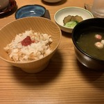 日本料理 たかむら - ちりめん山椒ご飯、とろろ昆布の吸い物、香の物