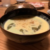 日本料理 たかむら - 冷製の玉蜀黍と枝豆のすり流し、鰹出汁ジュレ 蓴菜