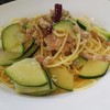 アル ガンベリーノ - 料理写真:鶏挽肉と自家栽培ズッキーニのさっぱりペペロンチーノスパゲティー