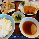 かっすい亭 - 天ぷら・とんかつ定食（￥1,100）