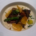 レストラン バカール - シャテーニュ栗のブルーテ　  フォアグラとチンタセネーゼの生サラミと