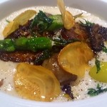 レストラン バカール - シャテーニュ栗のブルーテ　  フォアグラとチンタセネーゼの生サラミと