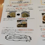 Sagamihara 欅 - つけ麺の食べ方。まずは麺をそのままで、次にお塩を付けて、後はつけ汁に浸けて。