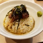 燃えよ麺助 - 鴨とりめし  スープ入れたあと。