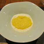 傳 - 玉蜀黍すり流し、生湯葉