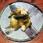 にしぶち飯店 - ●黒アワビ、肝、おこげ