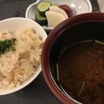 南禅寺参道 菊水 - 御飯、香の物、汁