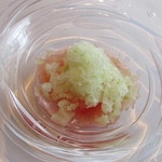 ラ メゾン ドゥ グラシアニ - 西瓜のコンポートとスープとレモンのジュレとライムのグラニテ