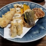 そば 玄生 - 穴子と野菜の天ぷら