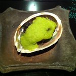 鹿部戸 - 鮑のアスパラ焼（冬、春コースメニュー）