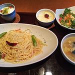 Kusaki Marino - ランチ「スパゲッティＡセット」ベーコンとアスパラのペペロンチーノ