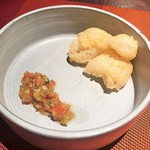 夏零 - フカヒレのフリット、ネギの油淋鳥ソースで