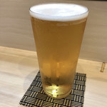 松寿司 - うすはりグラスでビール。