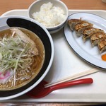 めん造 - ねぎ醤油ラーメン 480円＋税   餃子セット 280円＋税