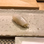 Sushi Gaku - 白イカ  短冊状に切っているのに、ちゃんと握り。口に入れるとほどけて良い歯ざわりと甘みを感じられます。