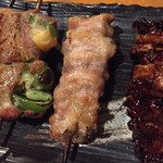 焼鳥 酉たけ - ピーマンチーズ肉巻き はつもと さえずり　どれも美味しい