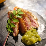 YAICHIRO - 低温調理の鴨わさ茎ワサビ添え
